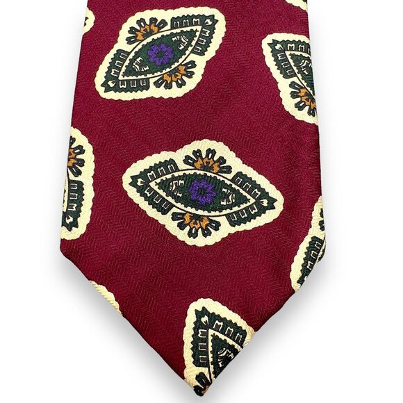 Vintage XMI Mens Designer Silk Dress Tie England Red Geometric Pattern 58 3.75 - Picture 5 of 10